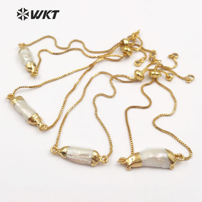 WT-B412 Wholesale Special Custom Fashionable Design With 24K Gold Trim Adjustable BraceletsFresh Water Pearls Bracelets