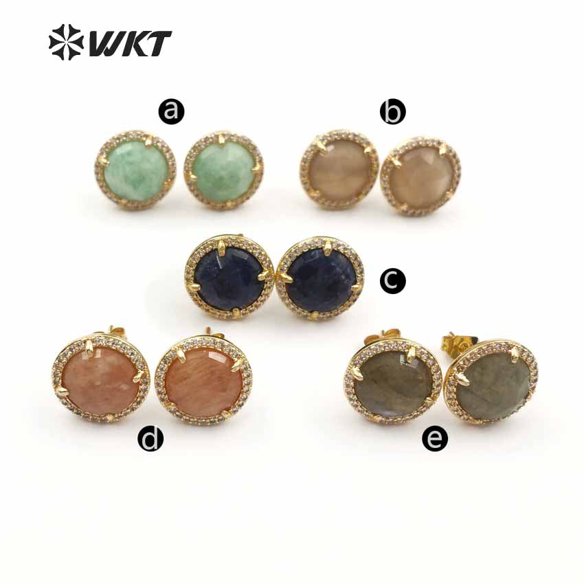 WT-ME054 Wholesale Special Design Beautiful Star Shape for Women Decoration Cubic Zirconia Pave Round Stud Earring
