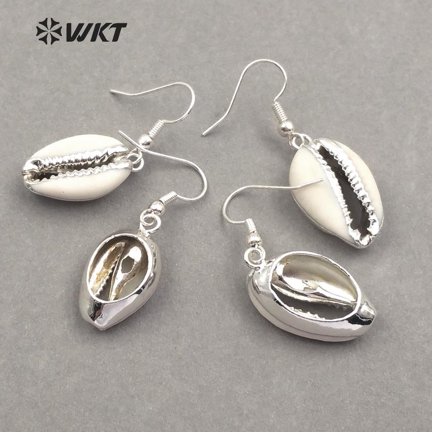 WT-E460 New Arrival Custom Special Design for Woman Fashion Jewelry Making Natural Silvery Cowrie Shell Earring