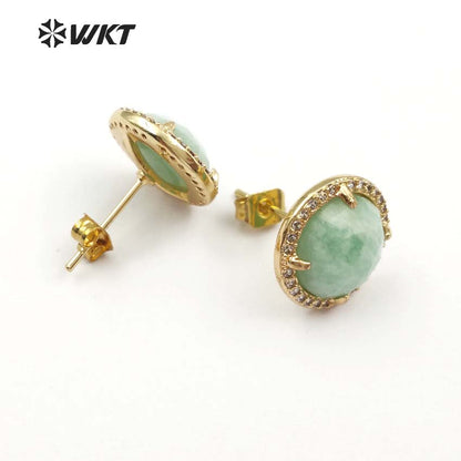 WT-ME054 Wholesale Special Design Beautiful Star Shape for Women Decoration Cubic Zirconia Pave Round Stud Earring