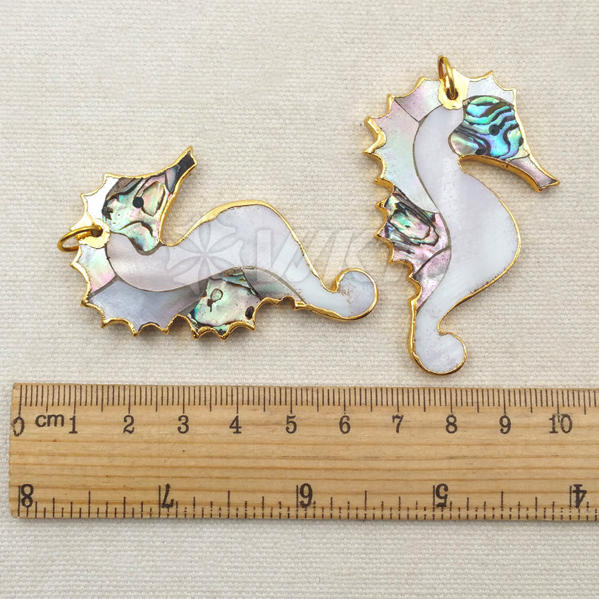 WT-P1251 WKT Wholesale New Fashion Real Gold Plated Jewelry Sea Horse Shape Natural White Shell Pendant
