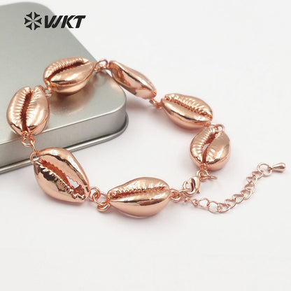 WT-B430 Cowrie Shell in Full Gold Silver Rose Gold Gun Black Electroplated Plated Different Kinds Bohe Gift for Women Bracelets