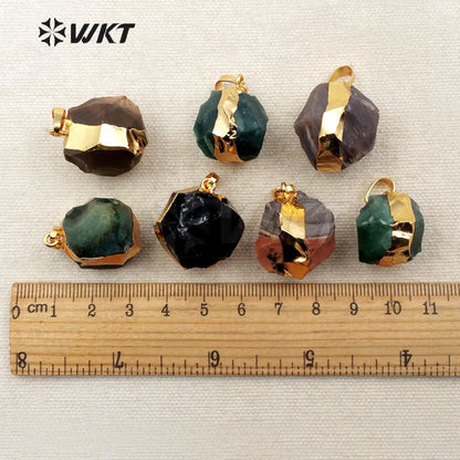 WT-P1282 WKT Wholesale New Arrival 24k Real Gold Plated Natural India Agate Ball Pendant
