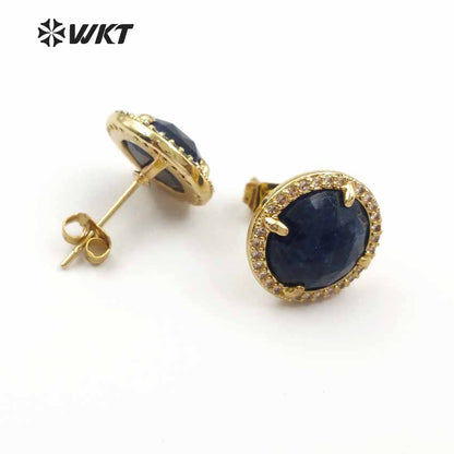 WT-ME054 Wholesale Special Design Beautiful Star Shape for Women Decoration Cubic Zirconia Pave Round Stud Earring