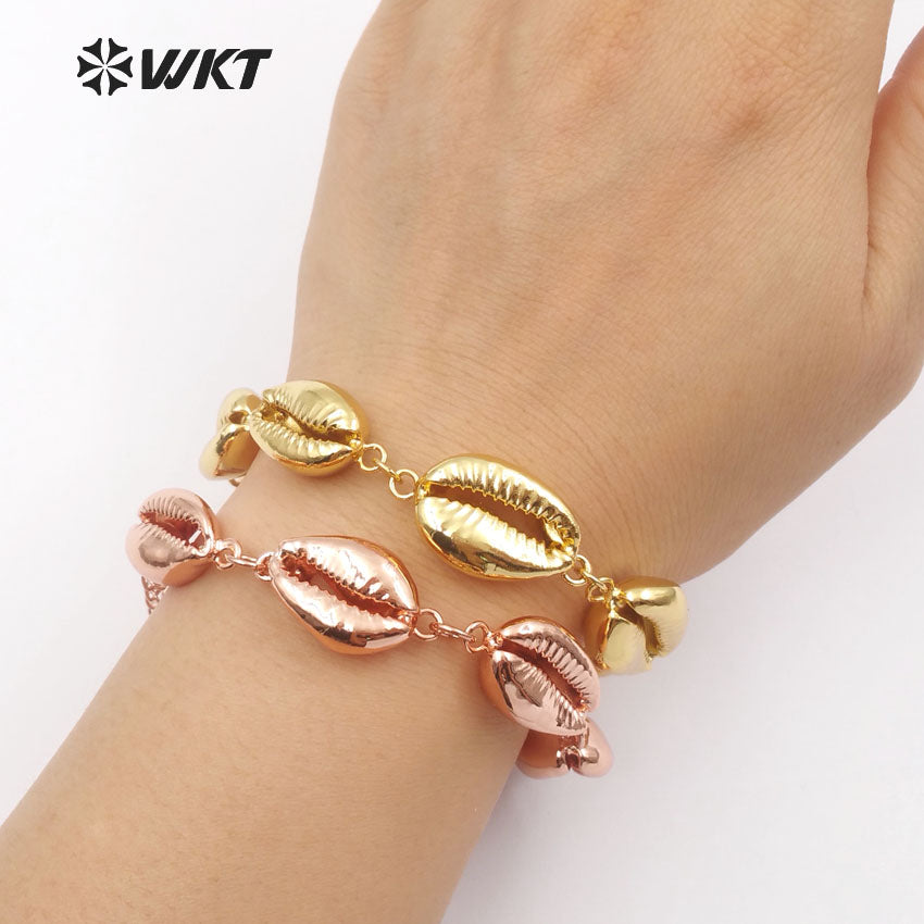 WT-B430 Cowrie Shell in Full Gold Silver Rose Gold Gun Black Electroplated Plated Different Kinds Bohe Gift for Women Bracelets