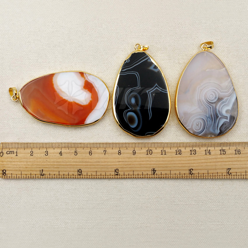 WT-P1259 Popular Wholesale New Fashion for Women Decorate Jewelry Teardrop Shape Exquisite Slice Agate Pendant