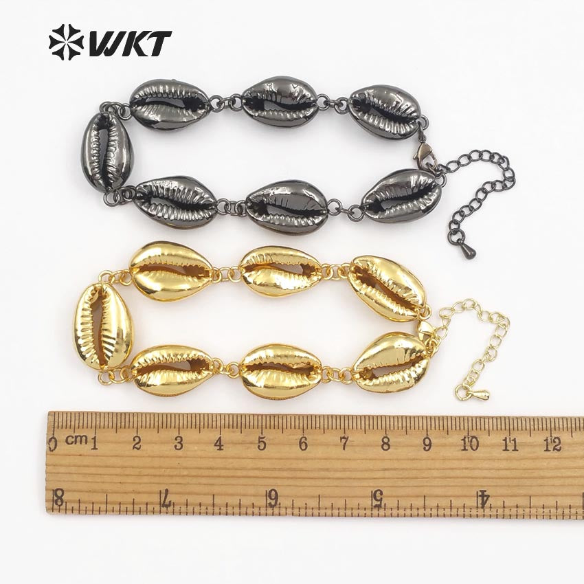 WT-B430 Cowrie Shell in Full Gold Silver Rose Gold Gun Black Electroplated Plated Different Kinds Bohe Gift for Women Bracelets