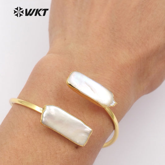 WT-B405 Wholesale Design Double Pearl Bracelet for Women Jewelry Gift With 24k Gold Electroplated Adjustable Bracelets