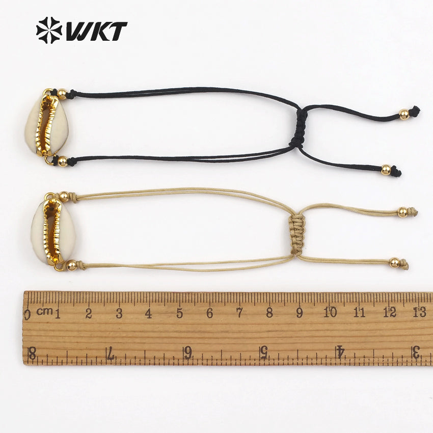 WT-B421 Wholesale Fashion Design Special Cowrie Shell Bracelets Adjustable Jewelry NaturalCowrie Shell Wrapped Bracelets