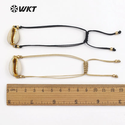 WT-B421 Wholesale Fashion Design Special Cowrie Shell Bracelets Adjustable Jewelry NaturalCowrie Shell Wrapped Bracelets