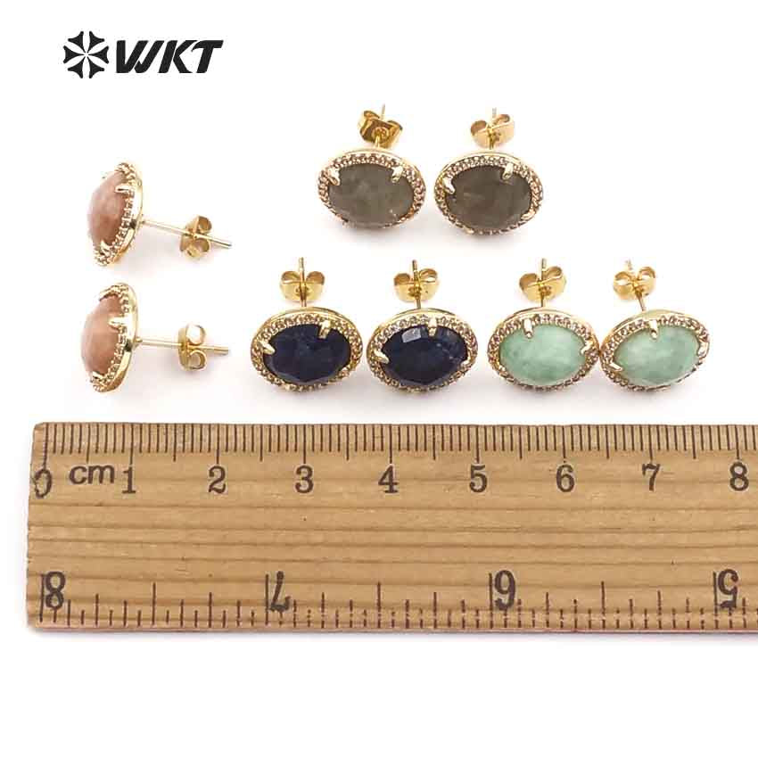 WT-ME054 Wholesale Special Design Beautiful Star Shape for Women Decoration Cubic Zirconia Pave Round Stud Earring