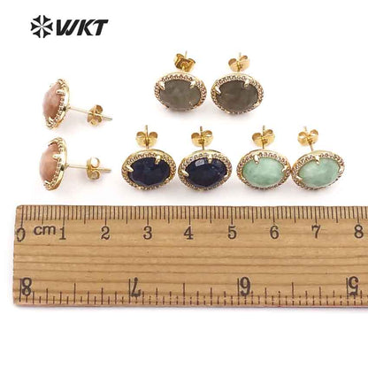 WT-ME054 Wholesale Special Design Beautiful Star Shape for Women Decoration Cubic Zirconia Pave Round Stud Earring