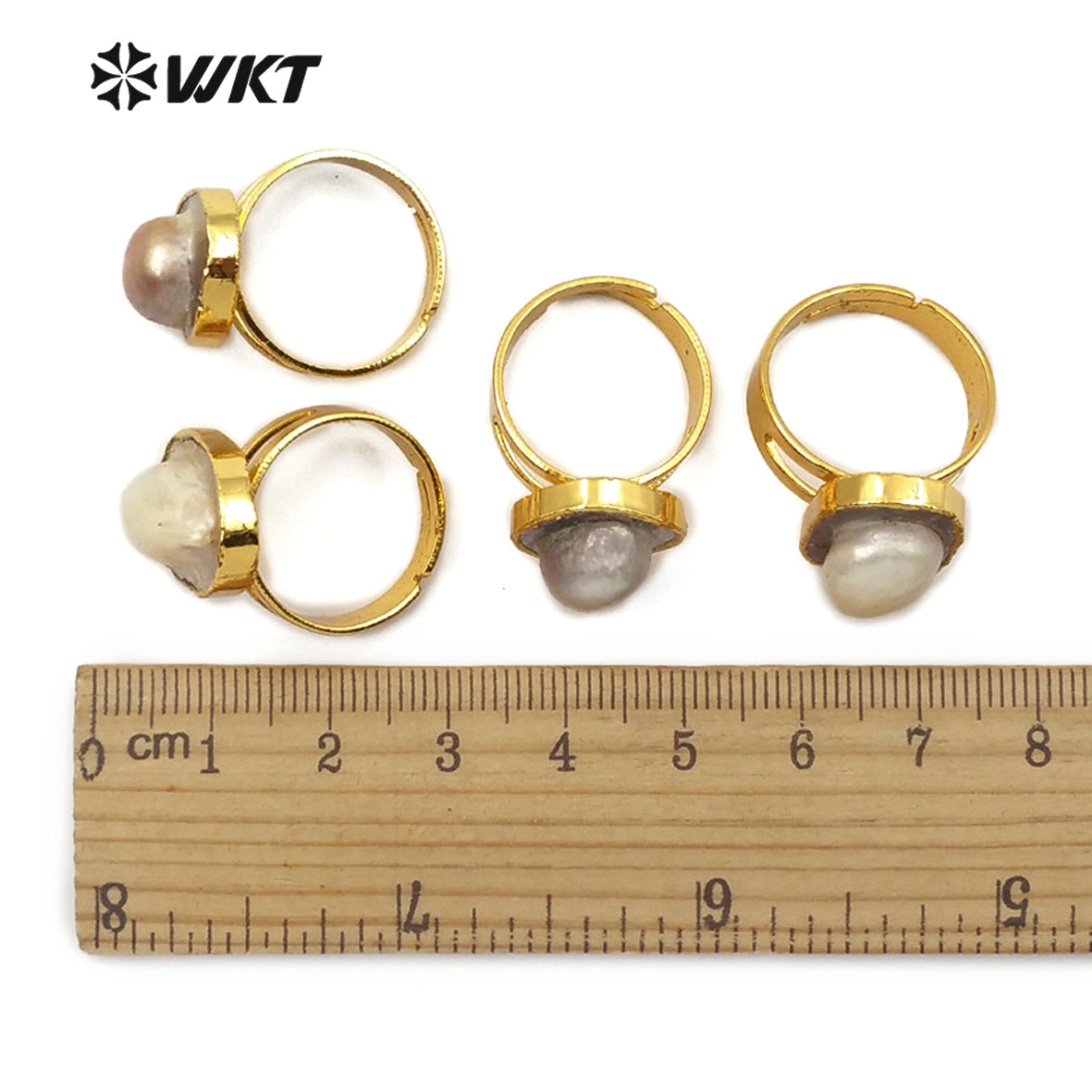 WT-R337 Hot-selling Fashion Gold-plated Pearl Rings Adjustable Size Natural Freshwater Pearl Gold Rings