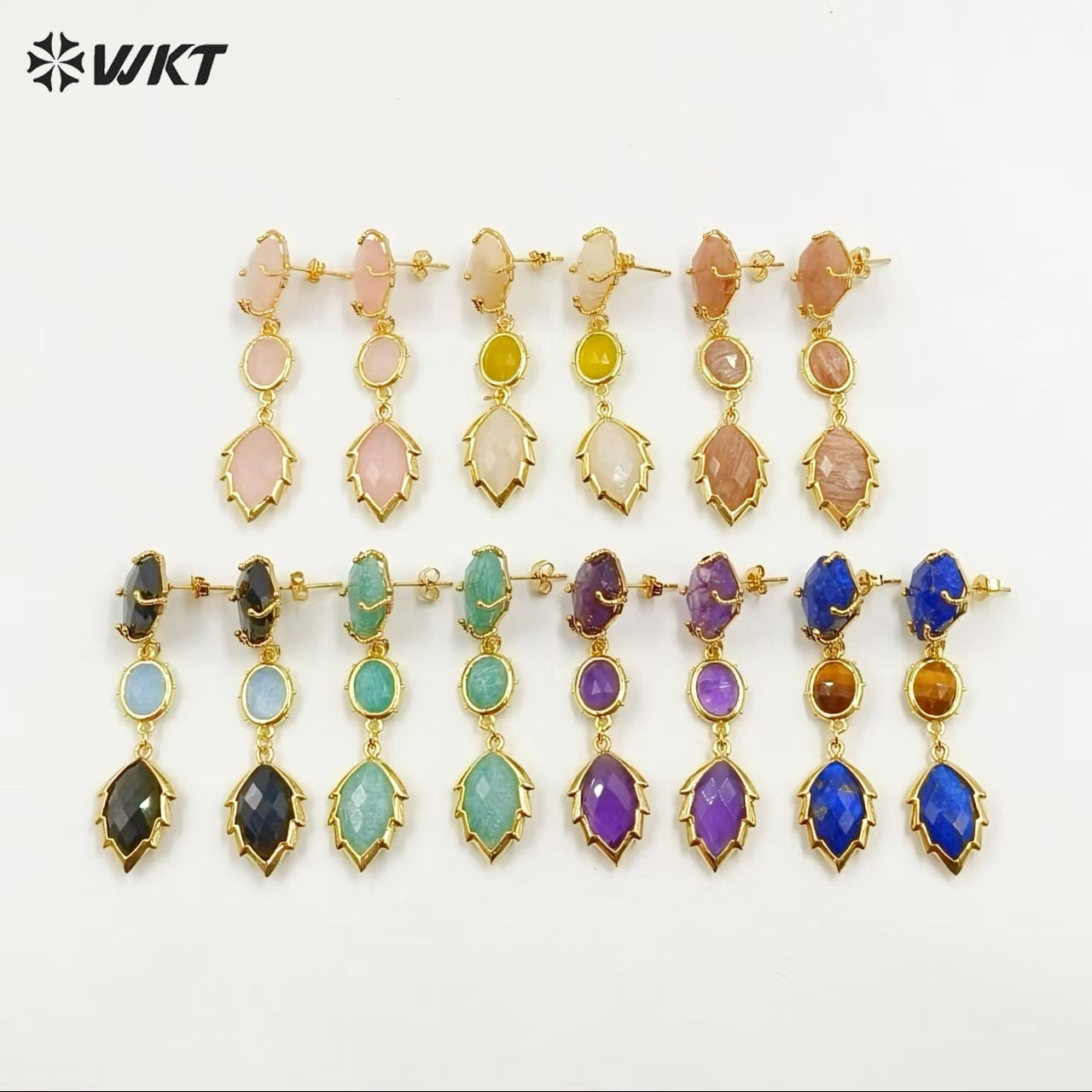 WT-E776 New Design Gemstones Ladies Earrings Colorful Stone for Women Jewelry in Holiday Parties Elegant Accessory