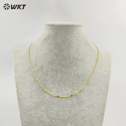 WT-JFN42 New Design Fashion 18k Real Gold Plated Brass Cube Snake Chain for Pendant Match