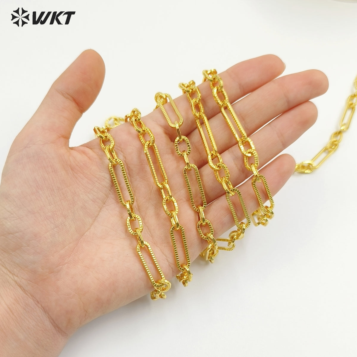 WT-BC242 High Quality Wholesale Rectangle Shape Long Metal Yellow Brass Chain With Gold Electroplated Jewelry DIY Accessories
