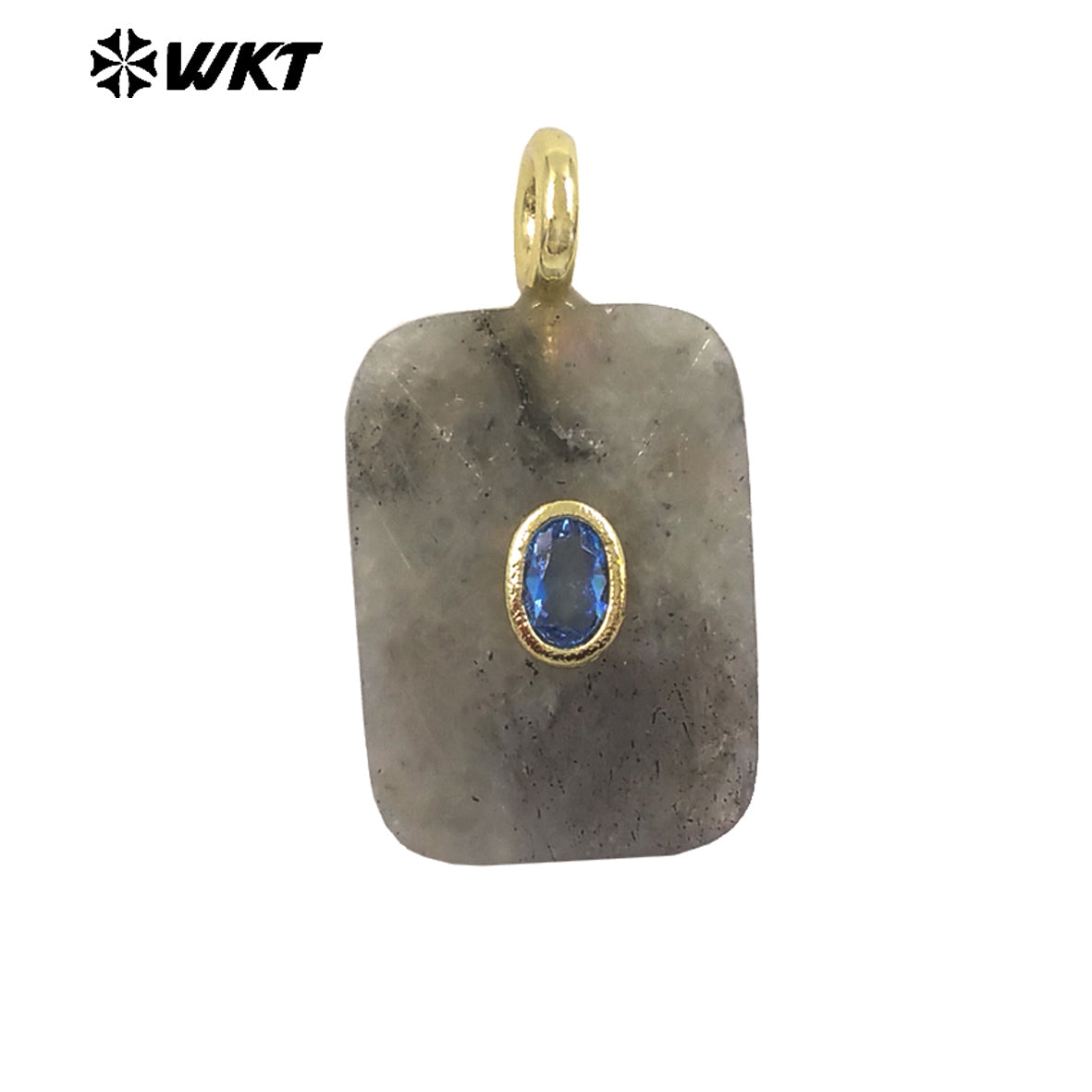 WT-P2107 High Quality Colorful Zircon And Natural Gemstone Faceted Rectangle Pendants As Women Simple Jewelry Accessories