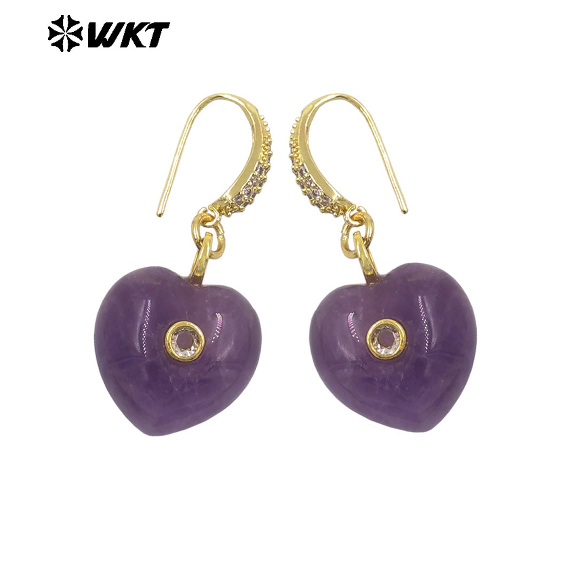 WT-E817 High Quality Zircon And Colorful Natural Gemstone Heart Shape Pendant Earrings As Friends Romantic Jewelry Gifts