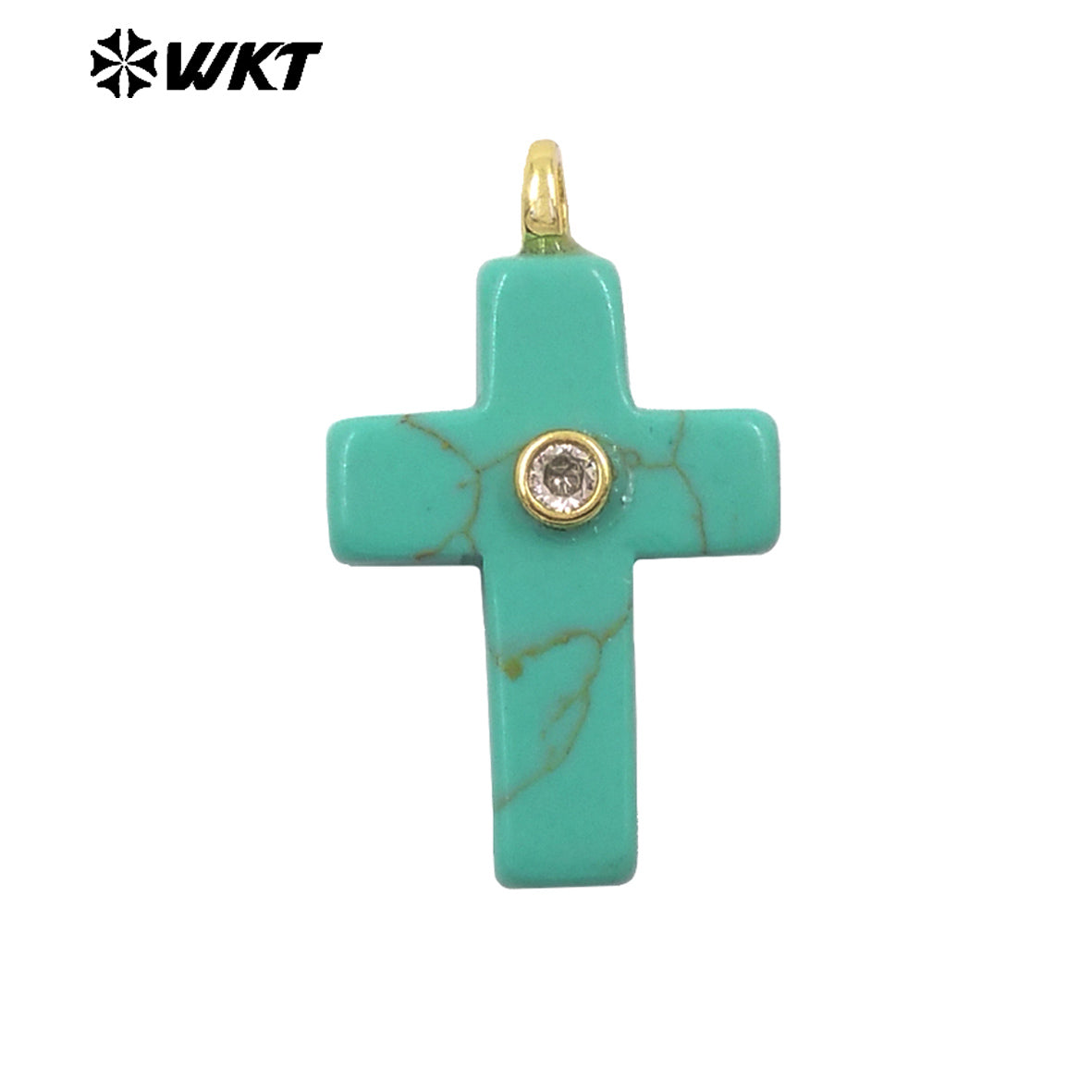 WT-P2110 High Quality Natural Gemstones Setting In Zircon Cross Shape Charms Pendants For Women Handmade Earrings Design