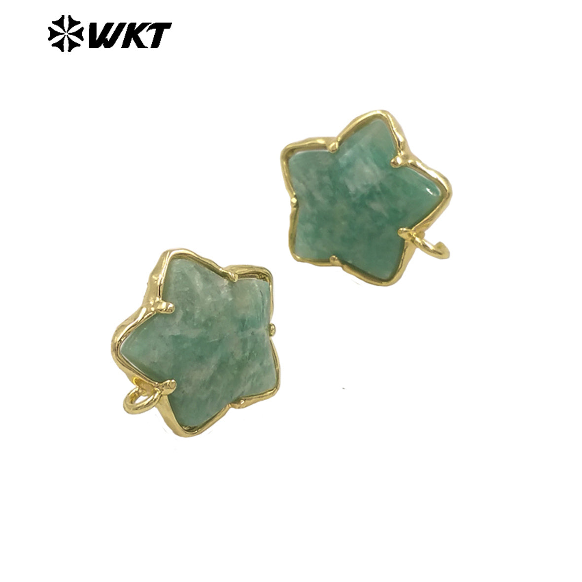 JFE119 Newest Fashion 18K Gold Plated Stone in Prong Setting With One Hoop Star Earring Studs Accessory