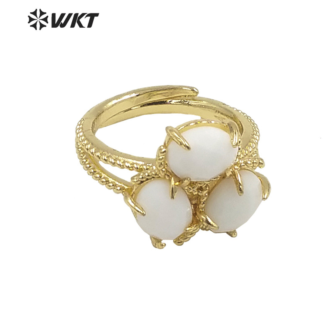 WT-R482 WKT Fashion Design Trendy Gift for Women Colorful High Quality Gorgeous Natural Jade Stone Ring