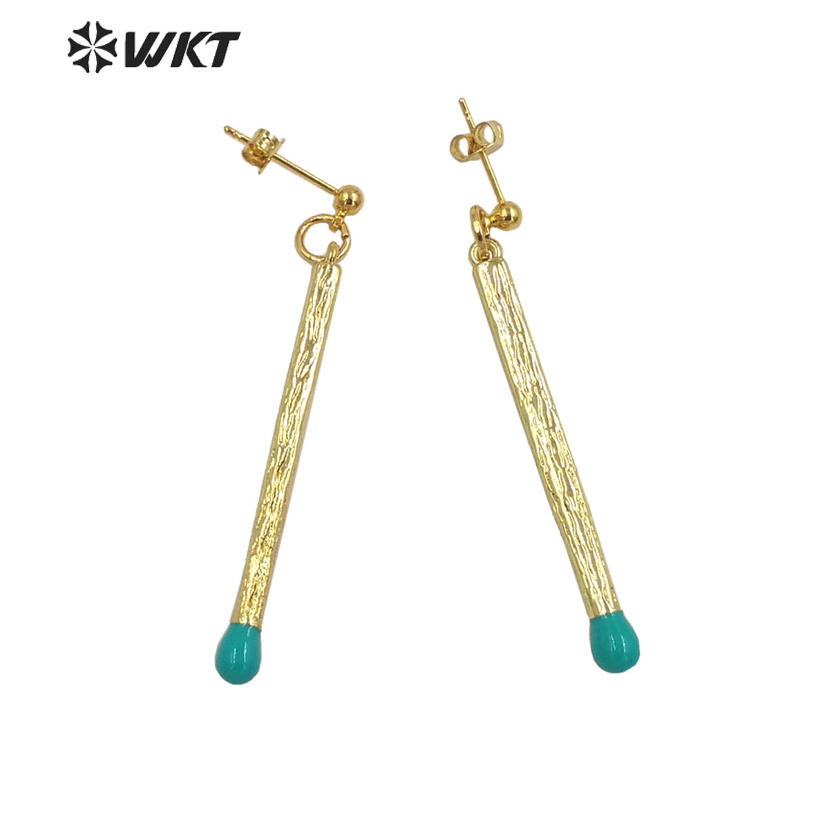 WT-E686 Fashion Simple Long Stick Sexy Earrings Candy Color 18k Real Gold Plated Straight Dangle Pendant Earrings for Party