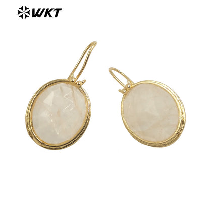 WT-E728 Amazing Colorful Long Charming Pendant Earrings Women 18k Gold Birthday Amethyst Gemstone Earrings in Drop