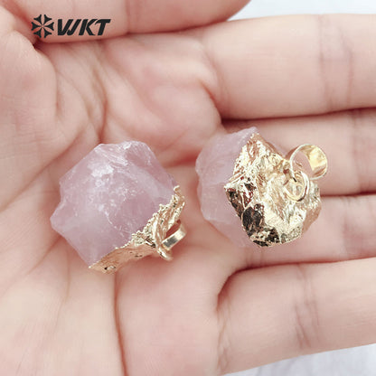 WT-P1449 Wholesale New Arrival Lovely pink Natural Stone Pendant Give Gifts to Women or Children Rose Quartz Pendant