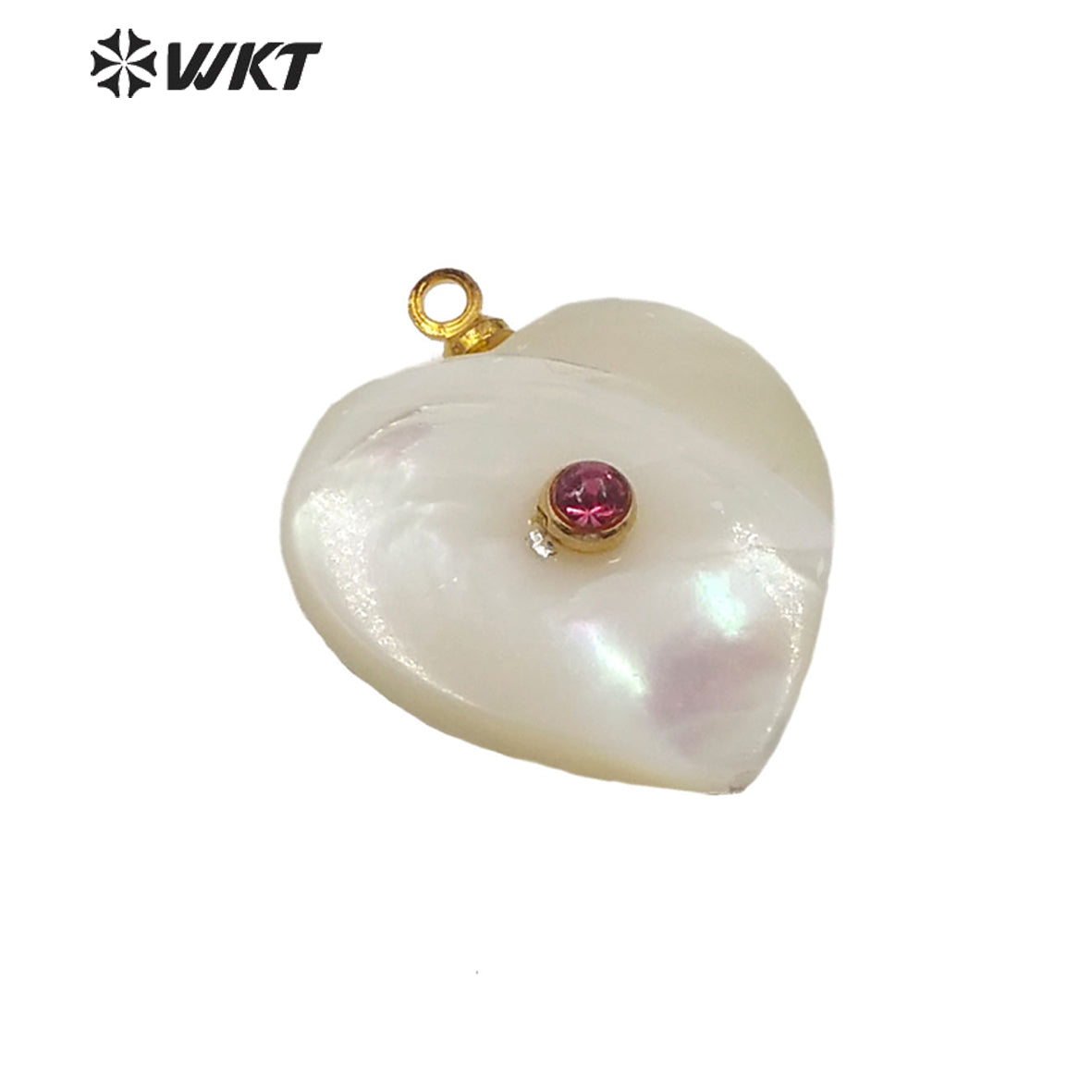 WT-JP209 Natural Heart Shell Pendant With CZ Charm Stylish Jewelry Heart Shape Shell Pendant Gift for Lady