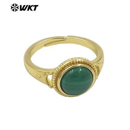 WT-R510 Wholesale Fashion Round Gemstone Made Charming 18k Gold Plated Adjustable Size Lady Stone Ring