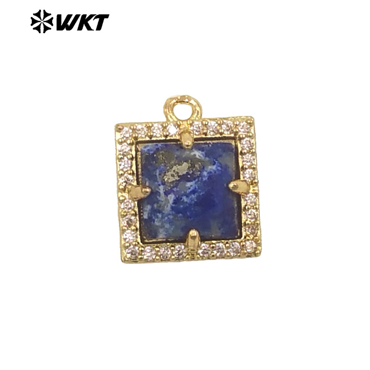 WT-P1994 Wholesale Jewelry Colorful Square Shape Gemstone Tiny Pendant With Zircon Paved Earring Fine Accessory Making