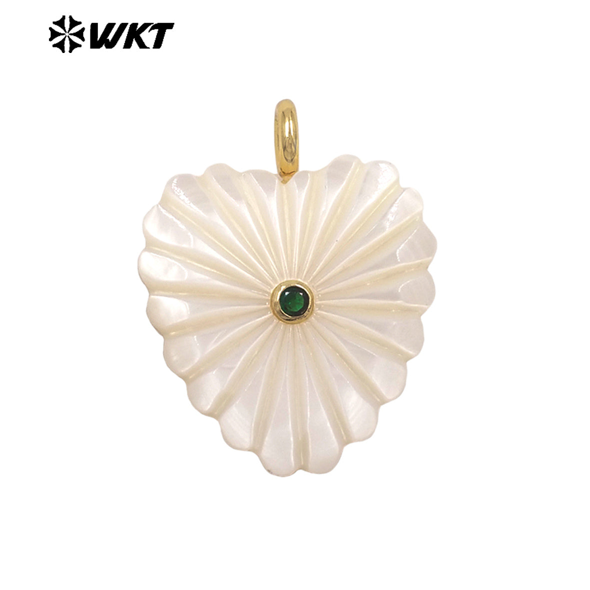 WT-JP526 Newest Exclusive Design Zircon And White Shell Hand Carved Heart Shape Pendant For Girls Romantic Jewelry Decorative