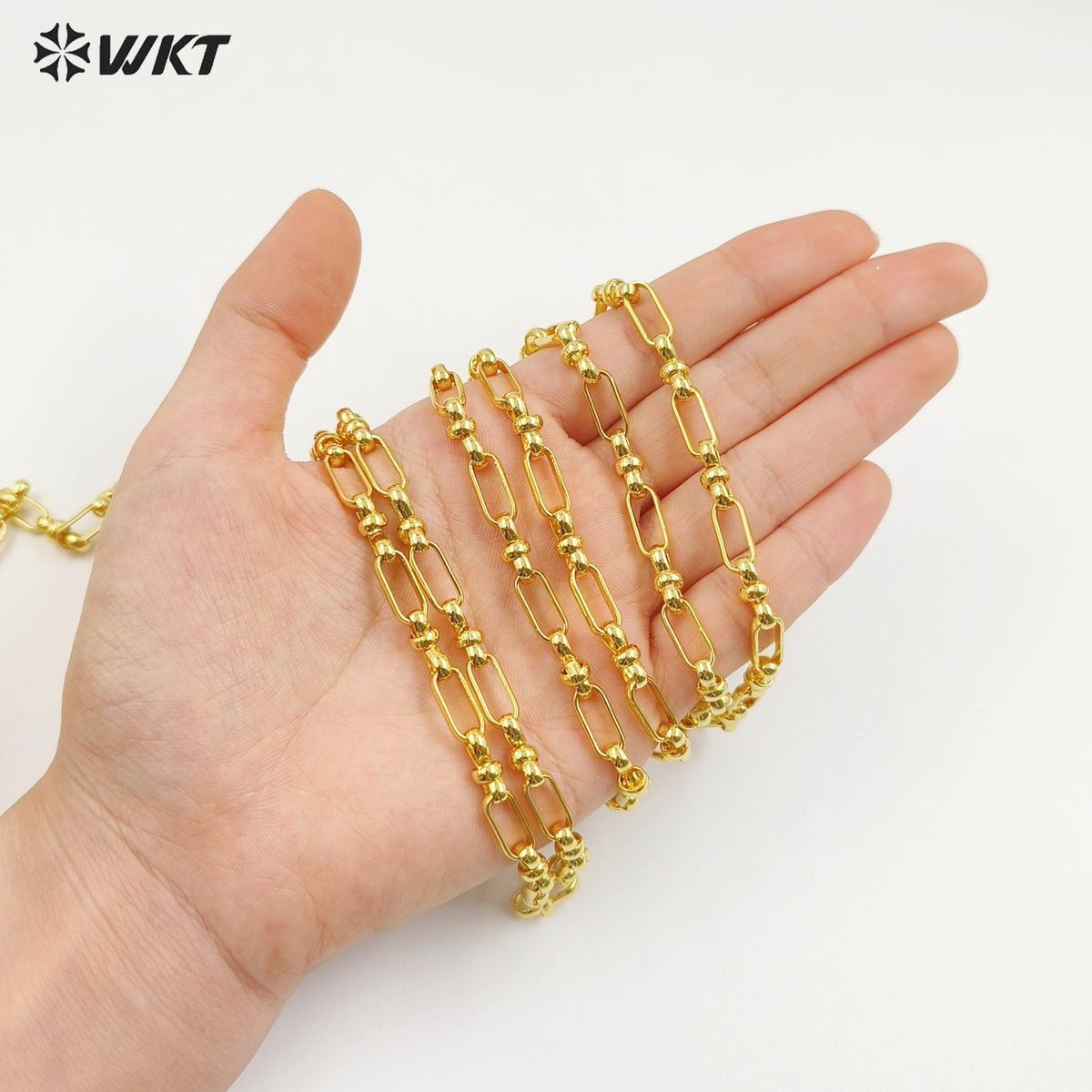 WT-BC239 New Arrival Link Finding Accessory With Metal Gold Electroplated Chain For Jewelry Making Rectangle Shape Simple Style
