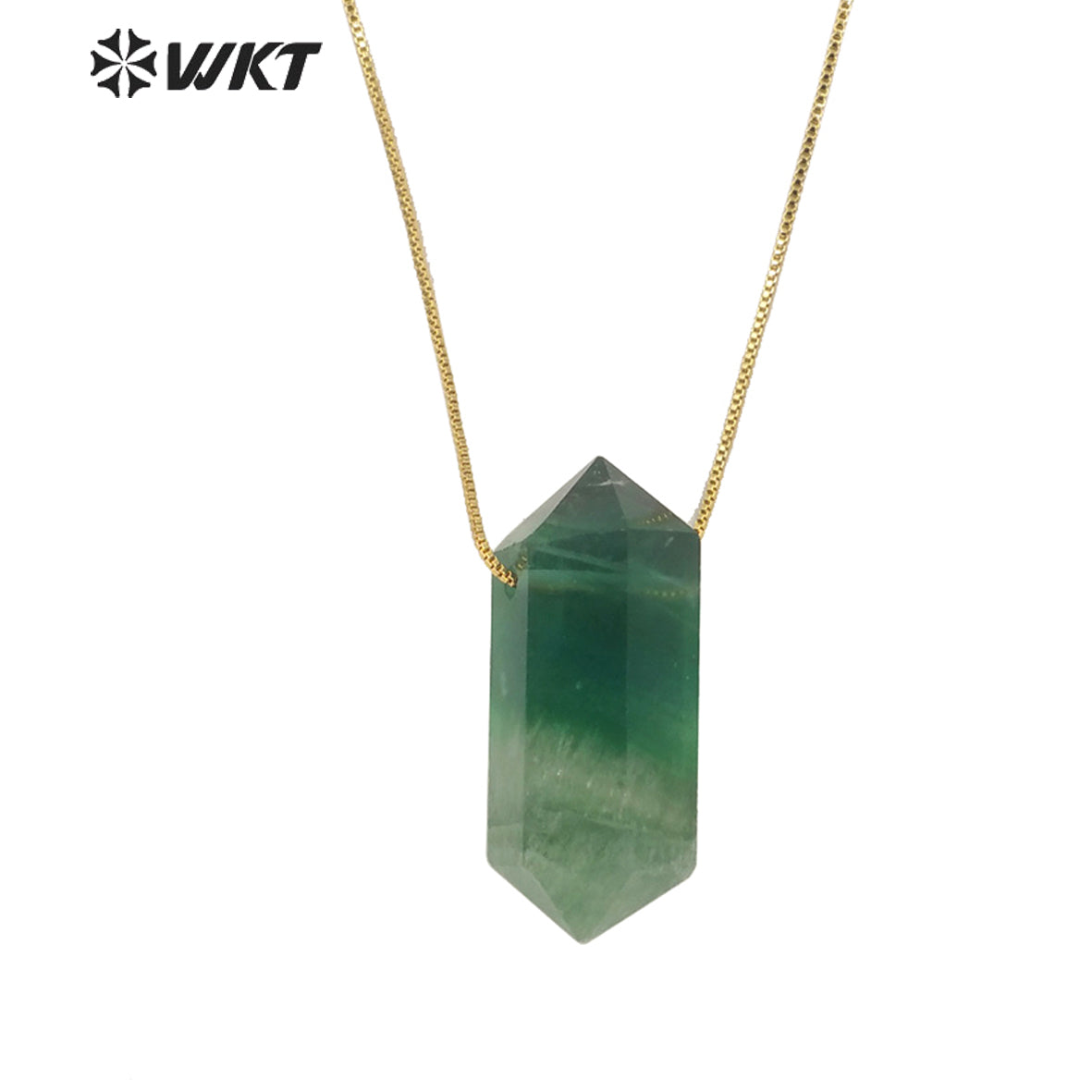 WT-N1373 Crystal clear Hexagonal Column Necklace Concise Style Pendant Colorful Stone Simple Jewelry Natural Stone Necklace
