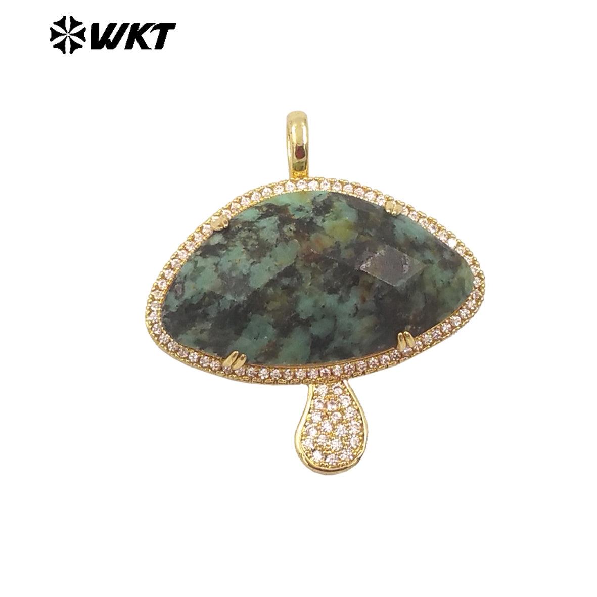 WT-MP297 Lovely 18K Real Gold Plated Natural Gemstone Setting America Popular Mushroom Jewelry Pendants Colors Available