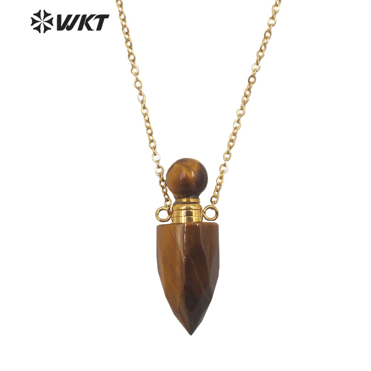 WT-N1372 Perfume Bottle Pendant Color Stone Necklace Temperament Texture Women Gifts Jewelry Necklace Natural Stone Necklace