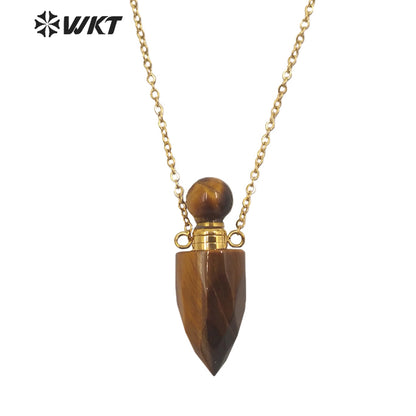 WT-N1372 Perfume Bottle Pendant Color Stone Necklace Temperament Texture Women Gifts Jewelry Necklace Natural Stone Necklace