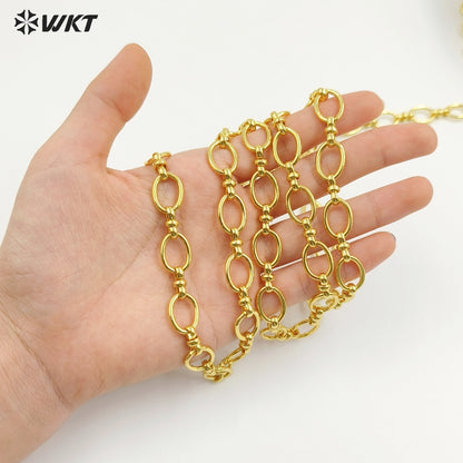 WT-BC244 Wholesale Resist Tarnishable Yellow Brass 18K Real Gold Plated Chain Making Jewelry Finding Big Oval Shape Design