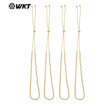 WT-JFN13 Wholesale Most Popular Hand Strand Round Ball Beads 18K Real Gold Plated Simple Unique Chain Necklace Different Size