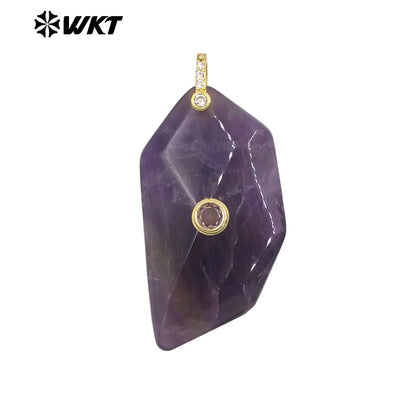 WT-P2145 Factory Wholesale Natural Gemstones Setting In Zircon Geometric Shape Gold Pendants For Women Earrings Handmade