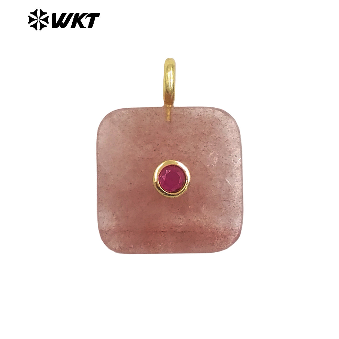 WT-P2089 Factory Wholesale Colorful Zircon And Natural Gemstone Square Gold Pendant For Handmade Jewelry Design Findings