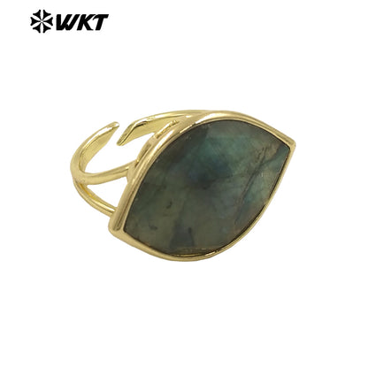 WT-R519 WKT New Design Charming Natural Flash Labradorite Stone Eye Gemstone Setting Ring for Women Party Wear Jewelry
