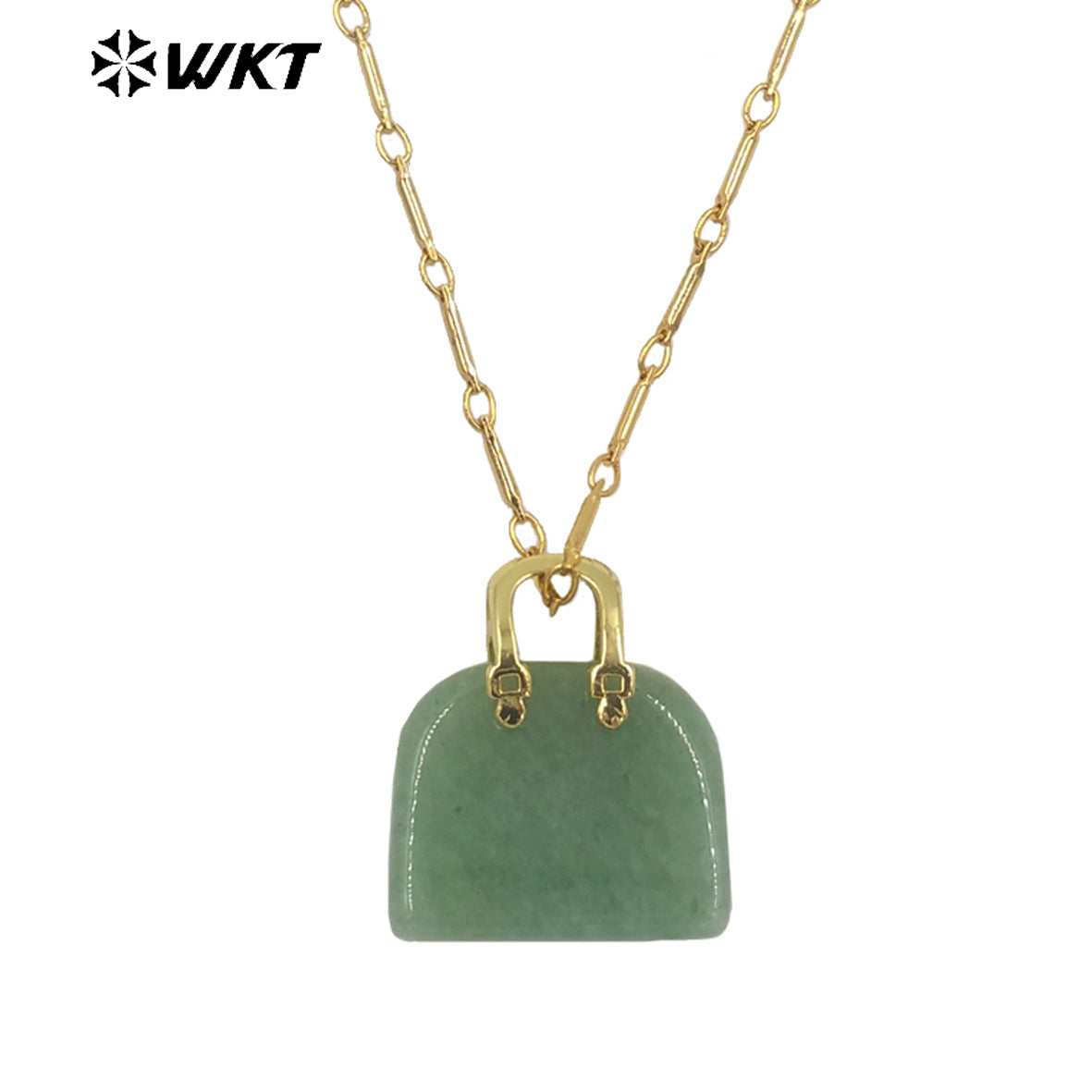 WT-N1362 Cute Handbag Shape Crystal Clear Natural Colored Gemstone Necklace Ladies Jewelry Necklace Gemstone Necklace