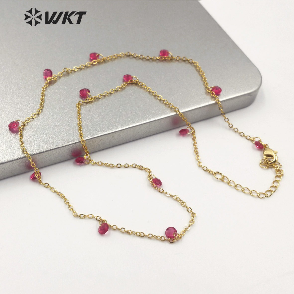 WT-N1203 Women Fashion 4mm Crystal Beads Necklace Hot Sale Jewelry New Arrival Crystal Beads Chain