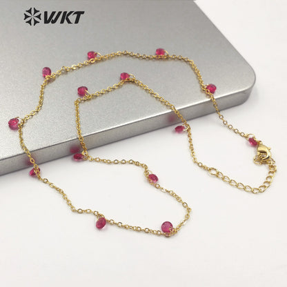 WT-N1203 Women Fashion 4mm Crystal Beads Necklace Hot Sale Jewelry New Arrival Crystal Beads Chain
