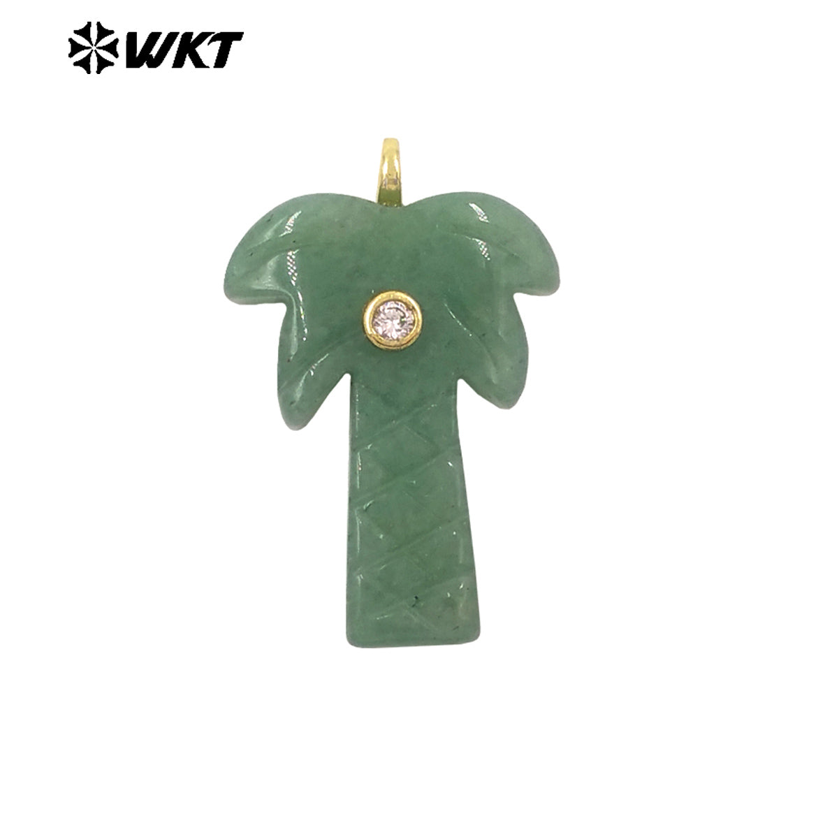 WT-P2109 Exquisite Design Zircon And Natural Gemstones Carved Coconut Trees Shape Pendants As Women Fashion Jewelry Accessory