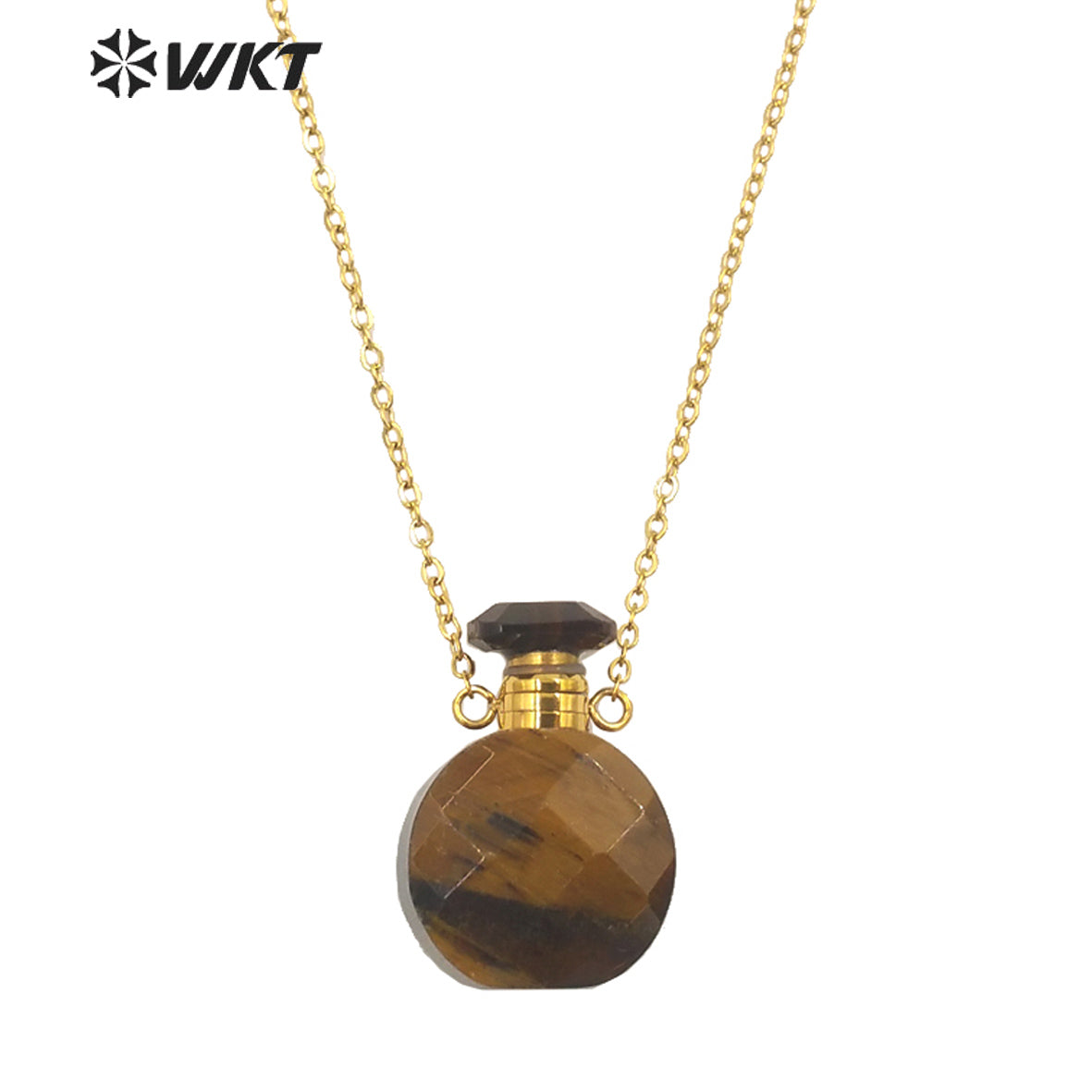 WT-N1456 New Design Double Faceted Natural Lapis Aquamarine Stone Perfume Bottle Necklace for Friend Gift Jewelry