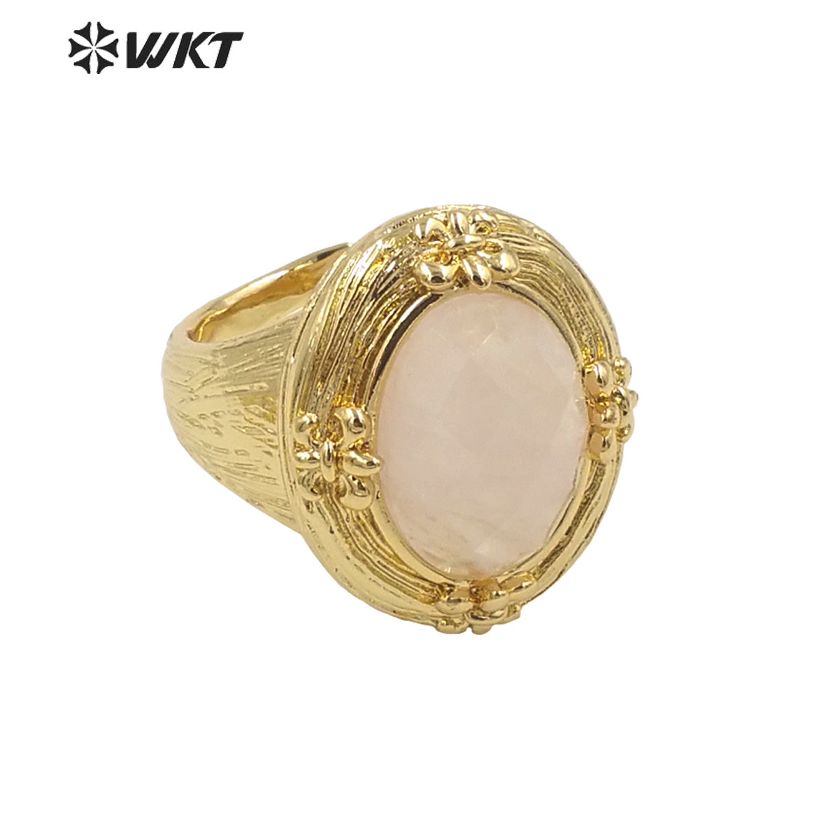 WT-R486 WKT Fashion Design Trendy Gift for Women Round Shaped Colorful High Quality Gorgeous Natural Gemstone Ring