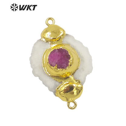 WT-P1772 WKT 2022 Lady Jewelry Style Natural Stone Stalactite Stone Druzy Quartz Flower Shape Fashion Pendants Jewelry Necklace