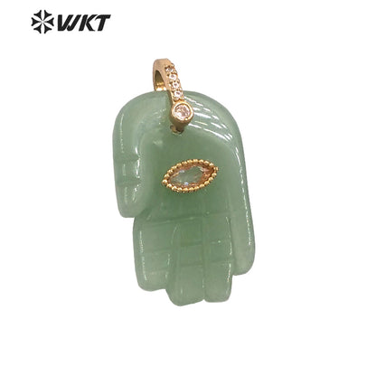 WT-P2040 New Fashion Cute Natural Stone And Zircon Hand Shape Little Pendants As Lady Earrings DIY Jewelry Accessories